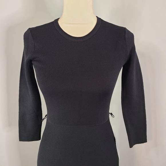 Eliza J Midi Dress Small Black 3/4 Sleeve Sweater Knit A Line Pullover Crewneck - Picture 5 of 13